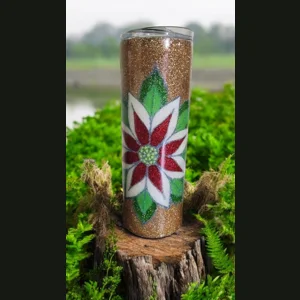 Flower glitter tumbler