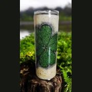 Four leaf clover glitter tumbler