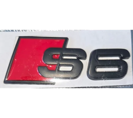 S6 REAR METAL BADGE RED 80mm x 30mm