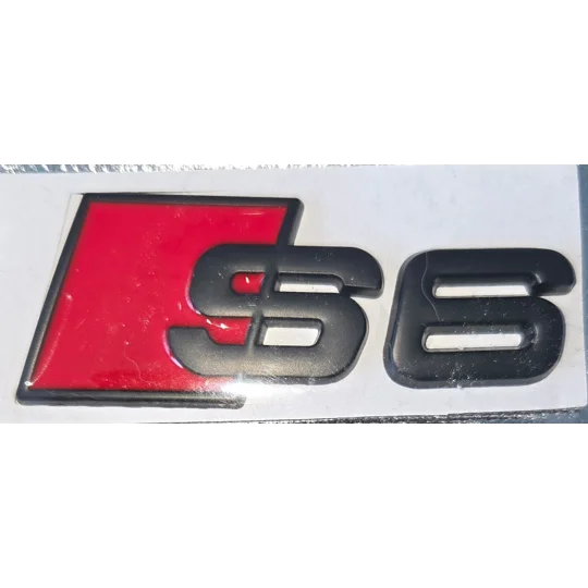S6 REAR METAL BADGE RED 80mm x 30mm