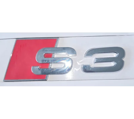 S3 REAR BADGE RED/SILVER 105mm x 38mm