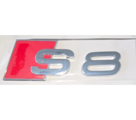 S8 REAR BADGE RED/SILVER 105mm x 38mm