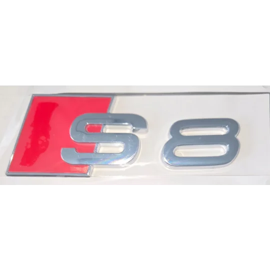 S8 REAR BADGE RED/SILVER 105mm x 38mm
