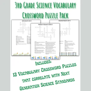 3rd Grade Science Vocabulary Crossword Puzzle Pack