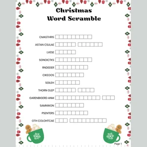 Christmas Word Scramble- FREE