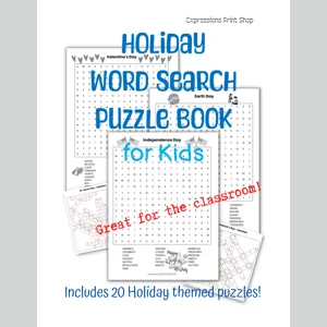 Holiday Word Search Puzzle Book for Kids