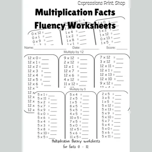Multiplication Facts Fluency Worksheets
