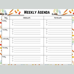 Weekly Agenda for School