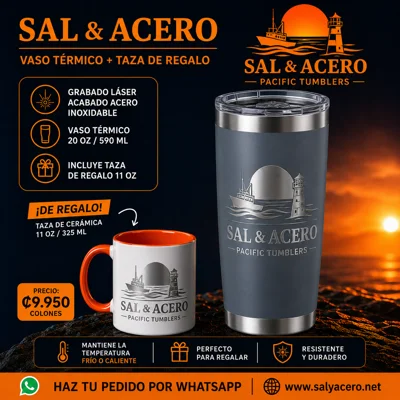Vaso Térmico Gris 20 oz Acabado Acero + Taza de Regalo