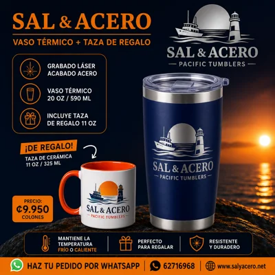 Vaso Térmico Azul Navy 20 oz Acabado Acero + Taza de Regalo