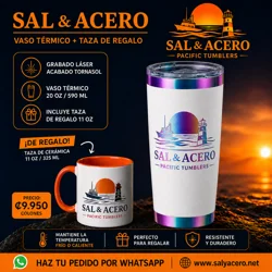 Vaso Térmico Blanco 20 oz Acabado Tornasol + Taza de Regalo