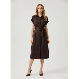 Dark Brown Midi Shirt Dress