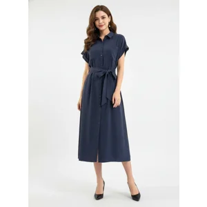Navy Midi Shirt Dress