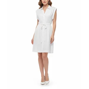 Sleeveless Drawstring Shirt Dress