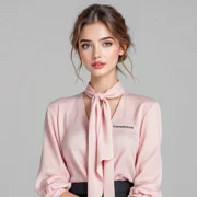Pink Tie Neck Blouse