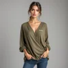Khaki Wrap Tunic Top