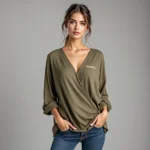 Khaki Wrap Tunic Top