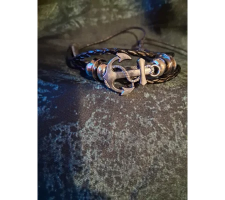 Anchor Adjustable Pleather Bracelet - 1 avail