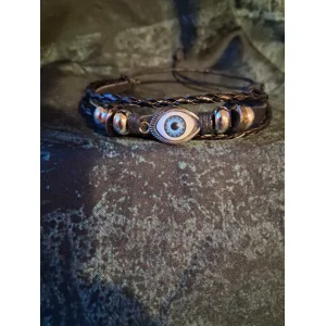 Evil Eye Adjustable Pleather Bracelet - 1 avail