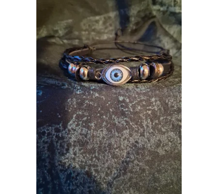 Evil Eye Adjustable Pleather Bracelet - 1 avail