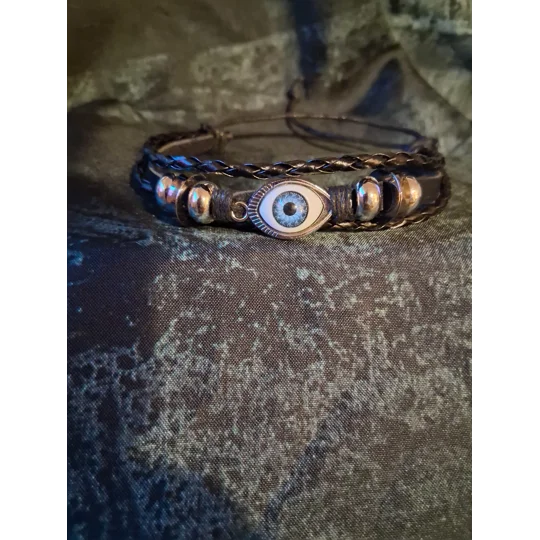 Evil Eye Adjustable Pleather Bracelet - 1 avail