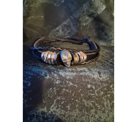 Skull Adjustable Pleather Bracelet - 1 avail