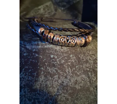Beaded Adjustable Pleather Bracelet