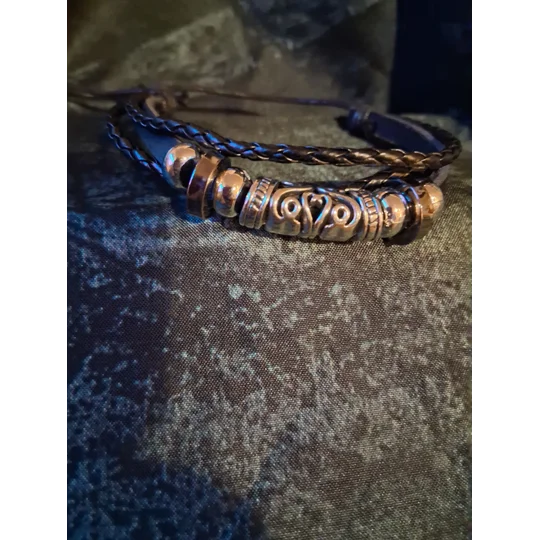 Beaded Adjustable Pleather Bracelet