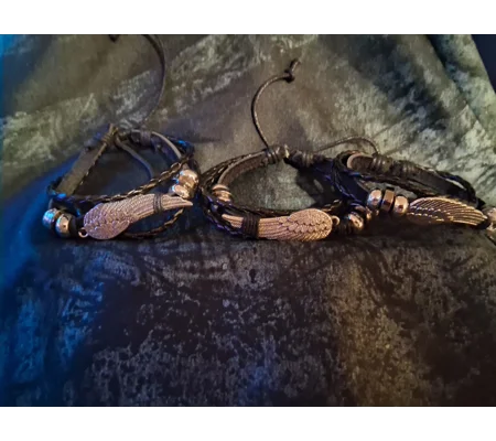 Angel Wing Adjustable Pleather Bracelet