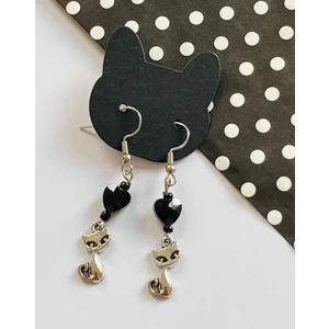 Gothic Cat and Heart Earrings
