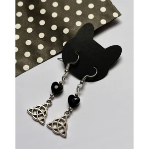 Celtic Knot Triquetra Black Glass Bead Earrings