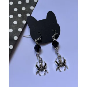 Gothic Spider Glass Dangle Earrings