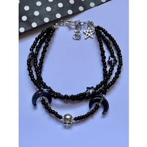 Mystical Skull Moon Pentagram Charm Bracelet