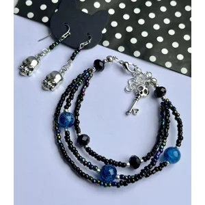 Hand Crafted Skeleton Key Beaded Bracelet