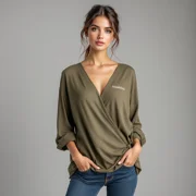 Khaki Wrap Tunic Top