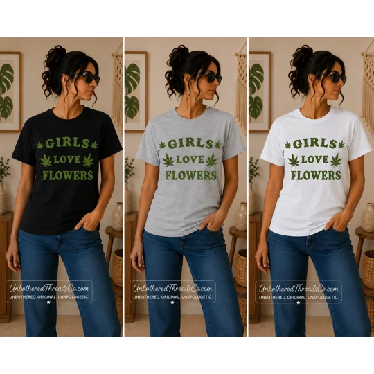 GIRLS LOVE FLOWERS Cannabis Tee