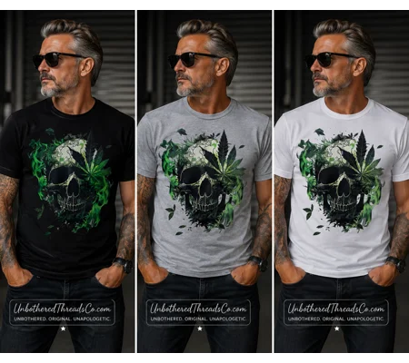 Cannabis Skull Graphic Tee - Ultra-Soft 420 Streetwear T-Shirt