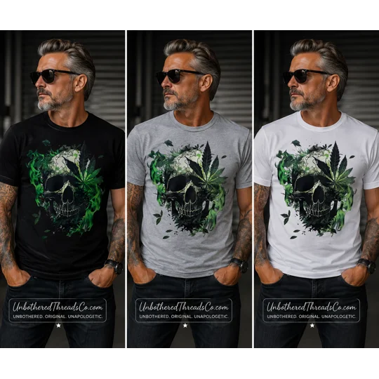 Cannabis Skull Graphic Tee - Ultra-Soft 420 Streetwear T-Shirt