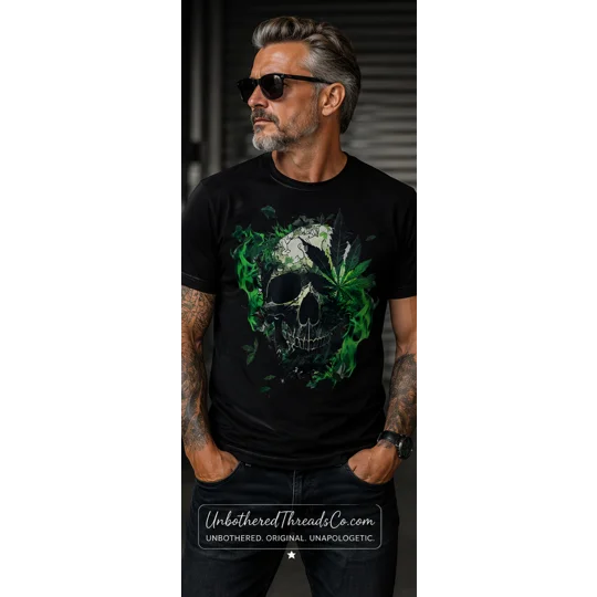 Cannabis Skull Graphic Tee - Ultra-Soft 420 Streetwear T-Shirt