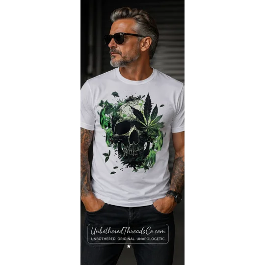 Cannabis Skull Graphic Tee - Ultra-Soft 420 Streetwear T-Shirt