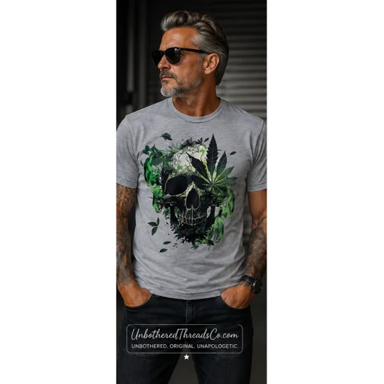 Cannabis Skull Graphic Tee - Ultra-Soft 420 Streetwear T-Shirt