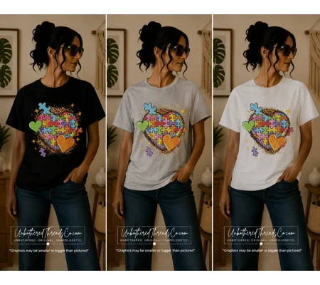 Autism awareness puzzle heart soft tee