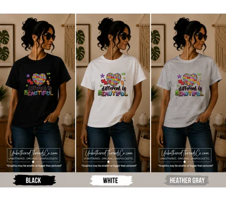 DIFFERENT IS BEAUTIFUL AUTISM AWARENESS SOFT TEE