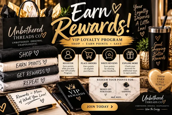 Unbothered Threads Co VIP Rewards: Shop, Earn Points & Save!