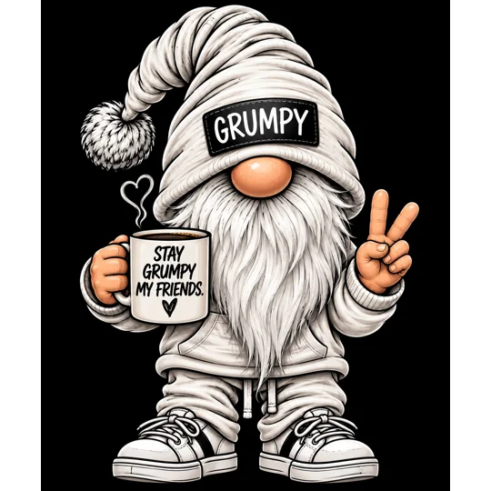 Hoodie — 'Stay Grumpy My Friends' Cartoon Grumpy Gnome Hooded Sweatshirt