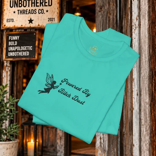 "Powered By Bitch Dust" T-Shirt — Feminine Witchy Fairy Graphic Tee