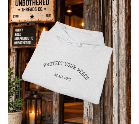 Protect Your Peace Hoodie — Minimal Self-Care Hooded Sweatshirt