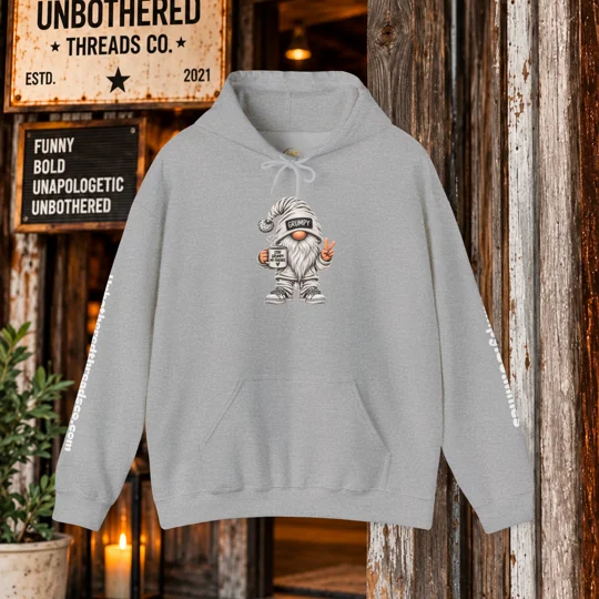 Hoodie — 'Stay Grumpy My Friends' Cartoon Grumpy Gnome Hooded Sweatshirt