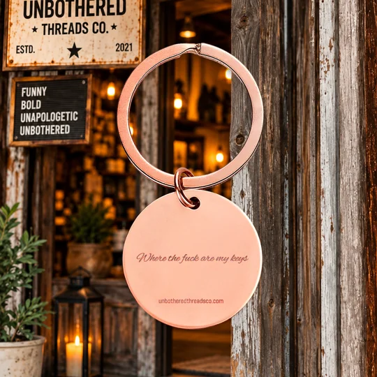 Personalized “Where the Fuck Are My Keys?” Engraved Round Keychain