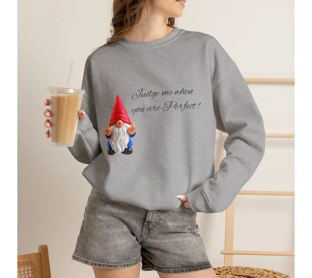 Gnome Cozy Crewneck Sweatshirt — Judge Me When You Are Perfect